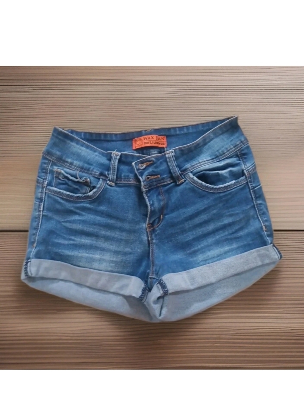 Wax Butt, I Love You Size S Rolled Up Shorts Jeans Inseam 2.5"